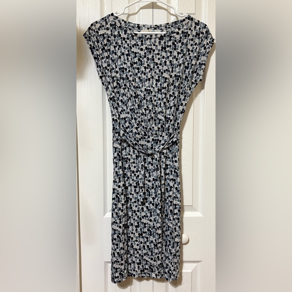 Boden Grey Black White Summer Dress Size 2R Short Sleeve